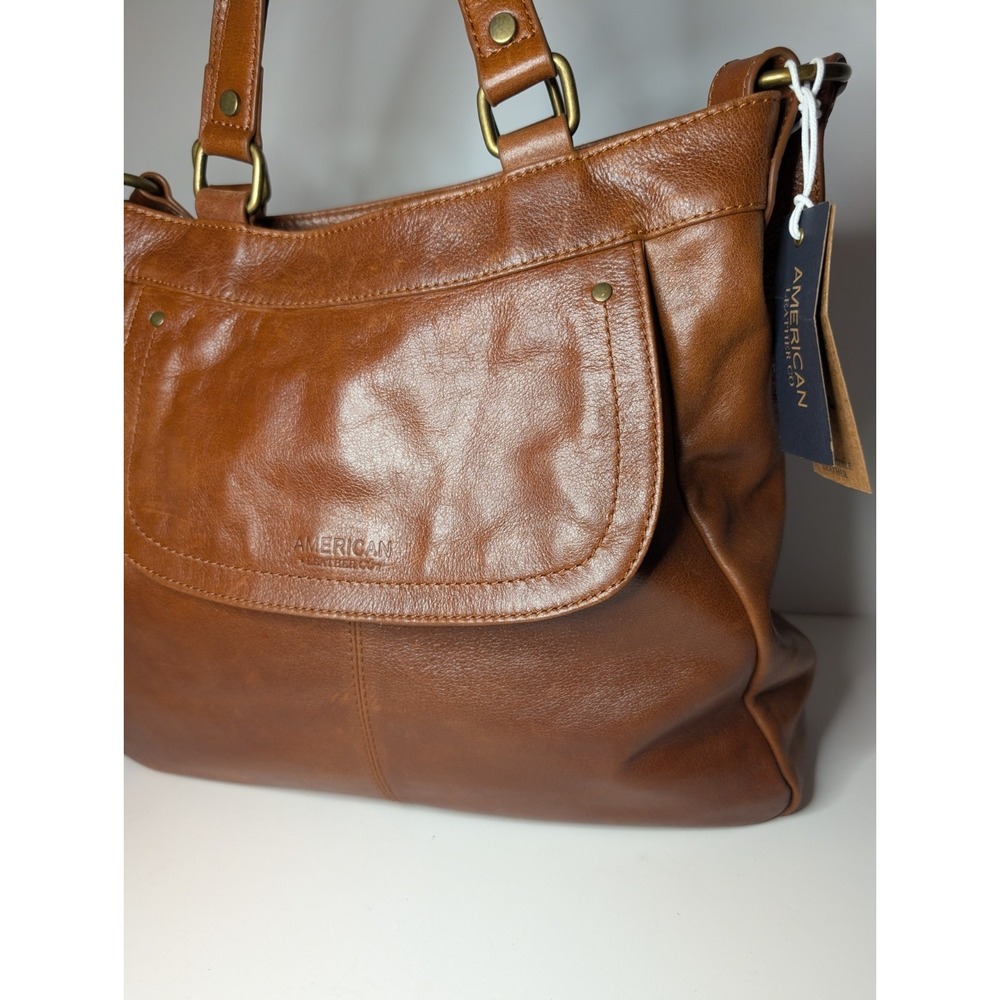 NWT American Leather Co Blaine Convertible Shopper Brandy  Glove TannedPurse - Picture 7 of 14